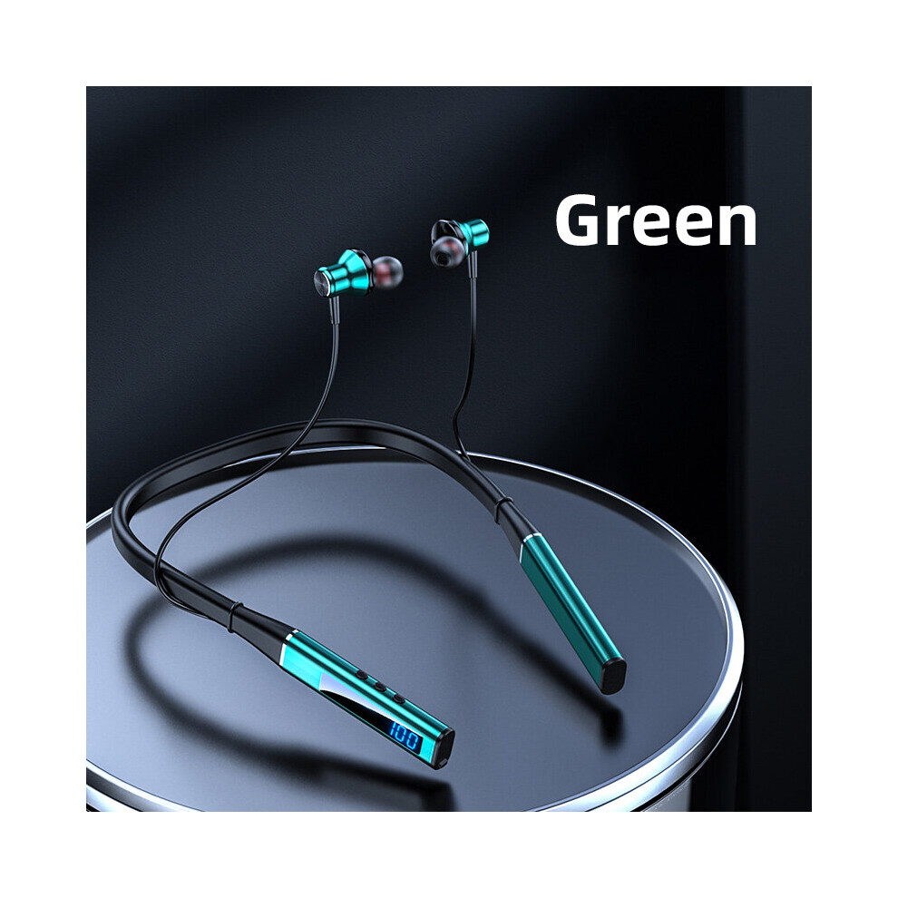 (A-Wbp18-) New 5.1 Bluetooth Headphon 100 Hours Playback Bass In Ear Headset Wireless Earphon Neckband Waterproof Headphones Tf Card Magnet Green 4851204887692