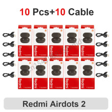 (a-10pcs airdots2 usb) Original 3 6 10Pcs Xiaomi Redmi Airdots 2 Wireless Earphone Bluetooth Gaming Headset Ai Control Earbuds 10 pcs