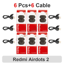 (a-6pcs airdots2 usb) Original 3 6 10Pcs Xiaomi Redmi Airdots 2 Wireless Earphone Bluetooth Gaming Headset Ai Control Earbuds 10 pcs