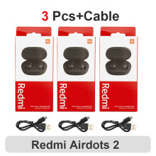 (a-3pcs airdots2 usb) Original 3 6 10Pcs Xiaomi Redmi Airdots 2 Wireless Earphone Bluetooth Gaming Headset Ai Control Earbuds 10 pcs