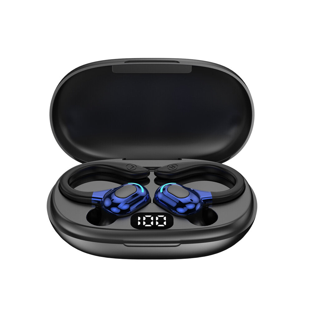 (A-) Tws Earbuds Tooth 5.1 Music Wireless Headphone Ear Hook Hifi Bass Sports Earphones Led Display Waterproof Headset With Mic Blue 4853106764125