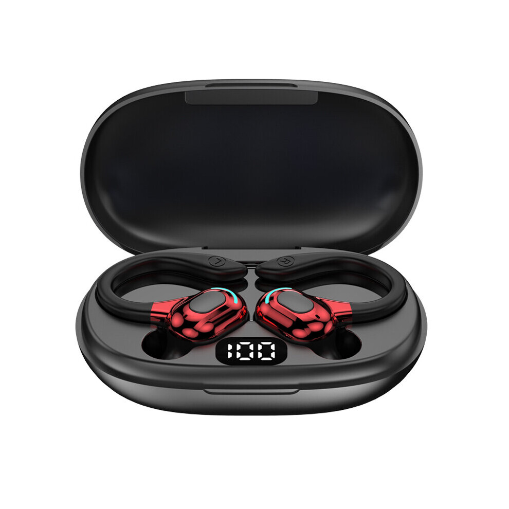 (A-) Tws Earbuds Bluetooth 5.1 Music Wireless Headphone Ear Hook Hifi Bass Sports Earphones Led Display Waterproof Headset With Mic Red 4853106764163