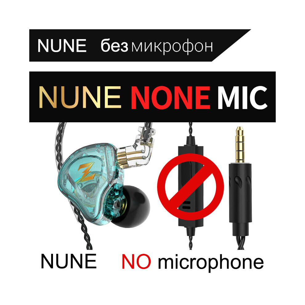 (A- No Mic) Wired Headphones With Microphone Noise Cancelling Headset Detachable Dynamic Hifi Earphone Music Monitor Bass Earbuds Qkz Nune Green 4851205057636