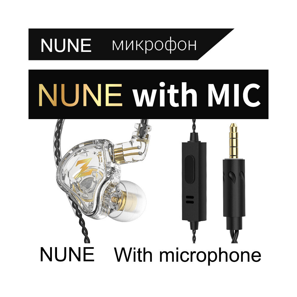 (A- With Mic) Wired Headphones With Microphone Noise Cancelling Headset Detachable Dynamic Hifi Earphone Music Monitor Bass Earbuds Qkz Nune White 4851205057711