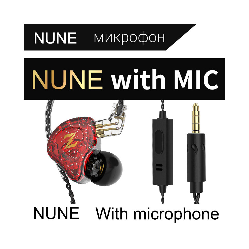 (A- With Mic) Wi Headphones With Microphone Noise Cancelling Headset Detachable Dynamic Hifi Earphone Music Monitor Bass Earbuds Qkz Nune Red 4851205057698