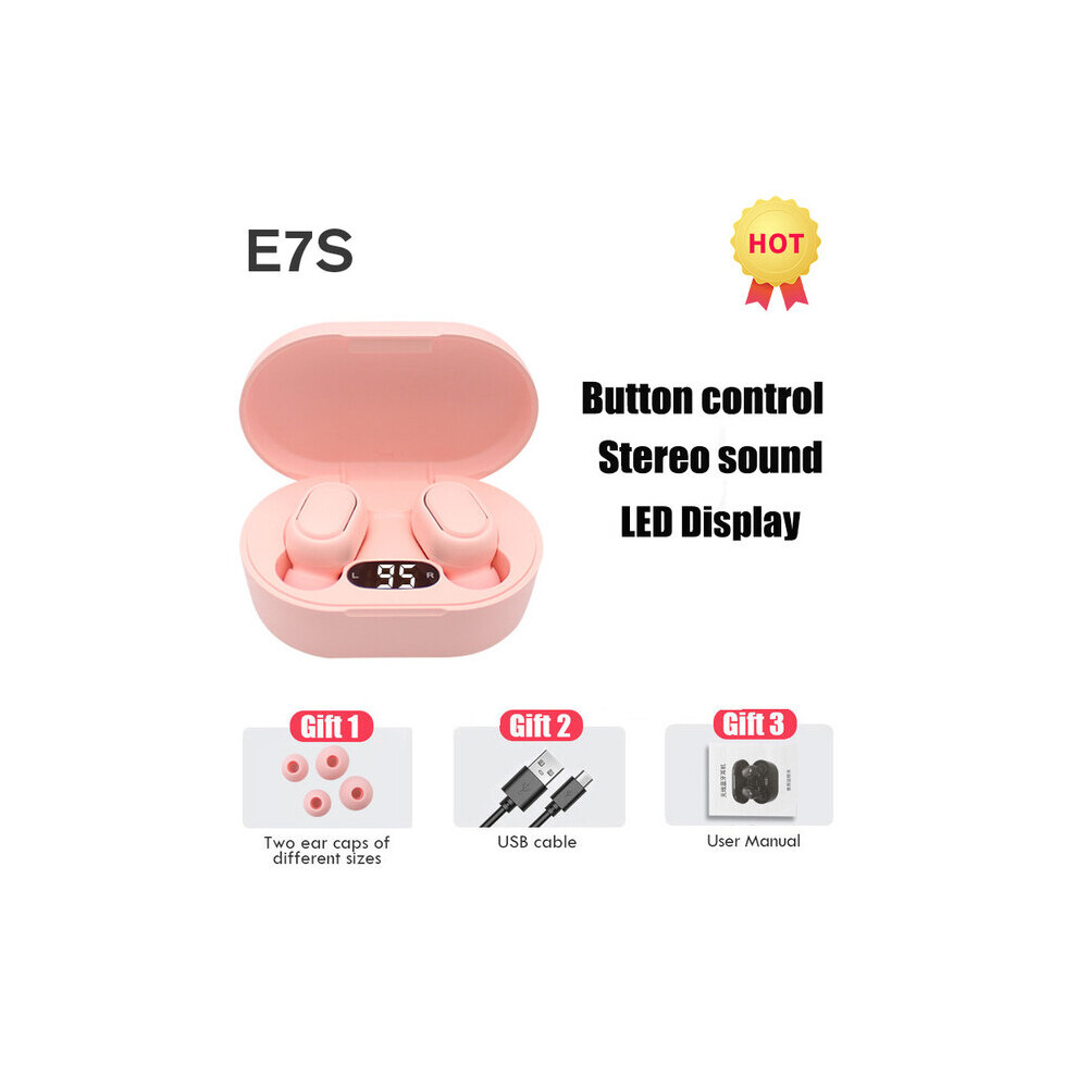 (A-) Tws E7s Air Fone Bluetooth Earphones Wireless Headphones For Xiaomi Noise Cancelling Earbuds With Mic Wireless Bluetooth Headset Pink 4851204947389