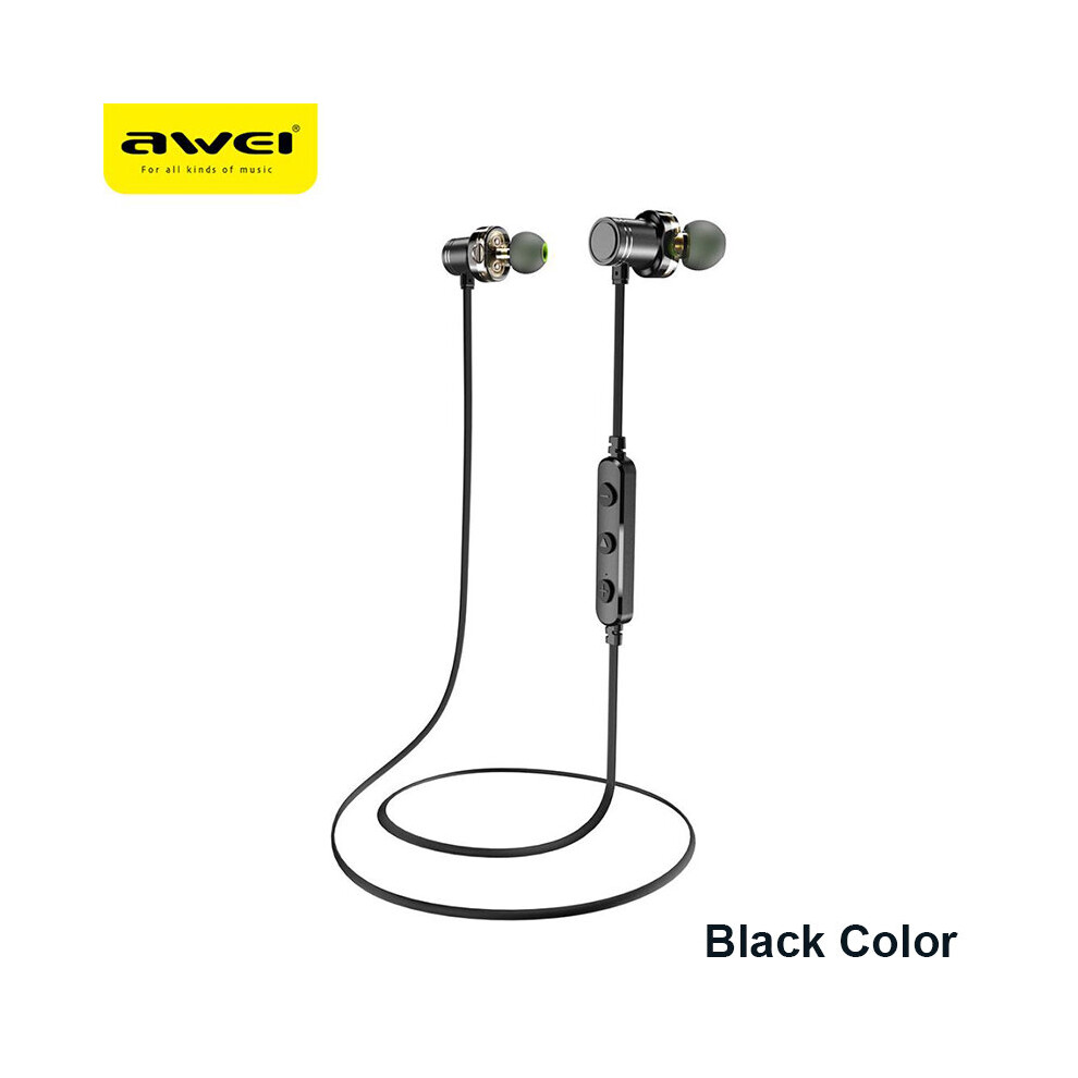 (A-) Awei X670bl Magnetic Wireless Bluetooth Earphones In-Ear Neckband Headphones Mini Earbuds Handsfree Hifi Music Sports Headset Black 4851204958811