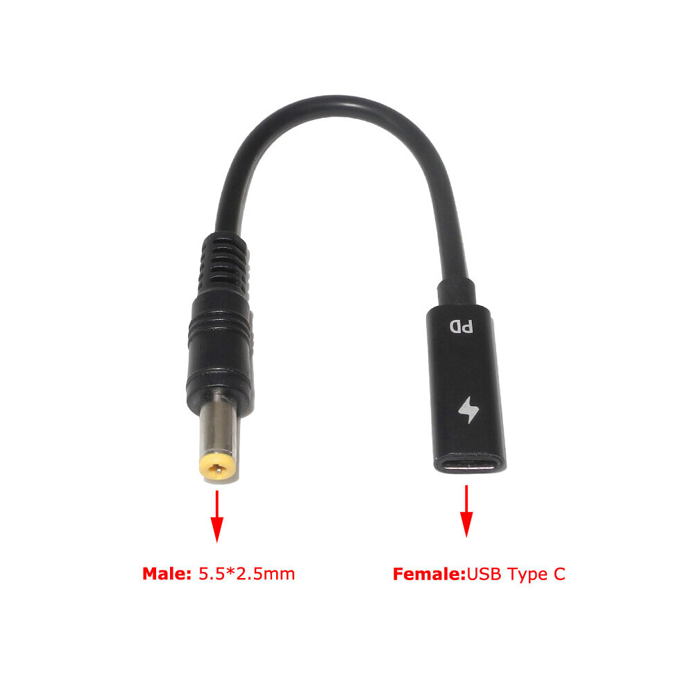 (A-5.5-2.5Mm) 65W Pd Type C Usb 3.1 Power Adapter Cable Female To Power Connector Converter 4.0*1.35 5.5*2.5 4.5*3.0 4.0*1.7M 4855672907920