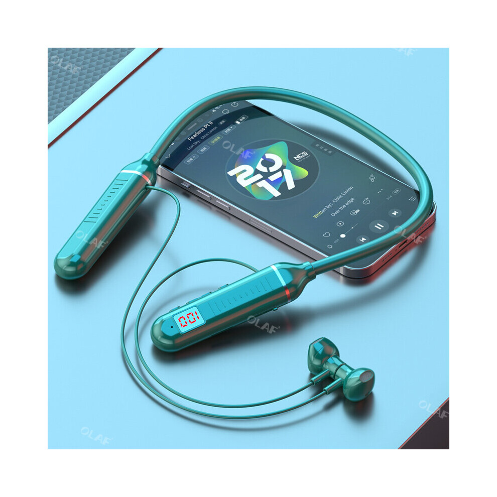 (A-) Magnetic Earphone Bluetooth 5.2 Wireless Headphones Headset Stereo Waterproof Sports Tf Card Handfree Earbuds For Xiaomi Green 4851204930251