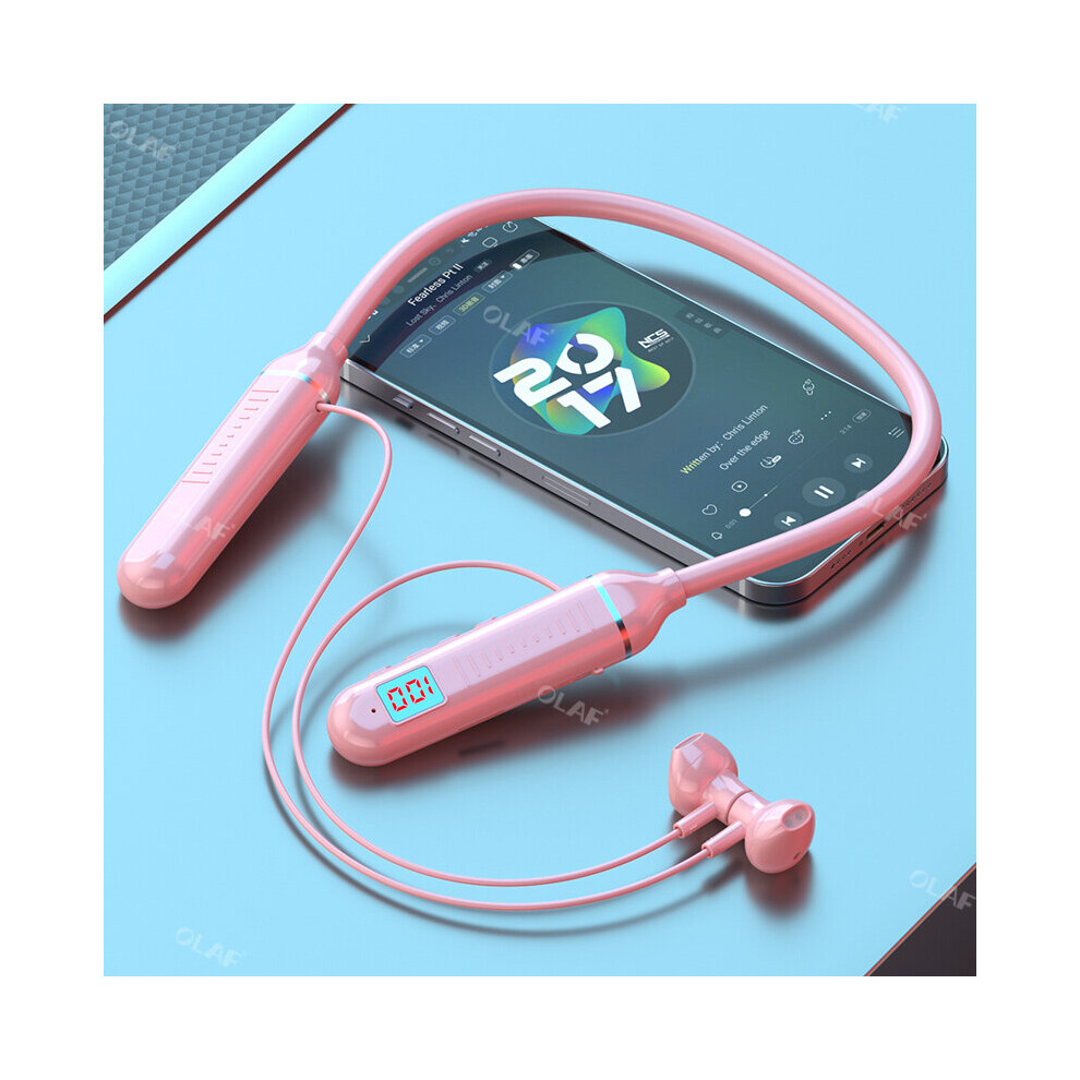 (A-) Magnetic Earphone Bluetooth 5.2 Wireless Headphones Headset Stereo Waterproof Sports Tf Card Handfree Earbuds For Xiaomi Pink 4851204930268