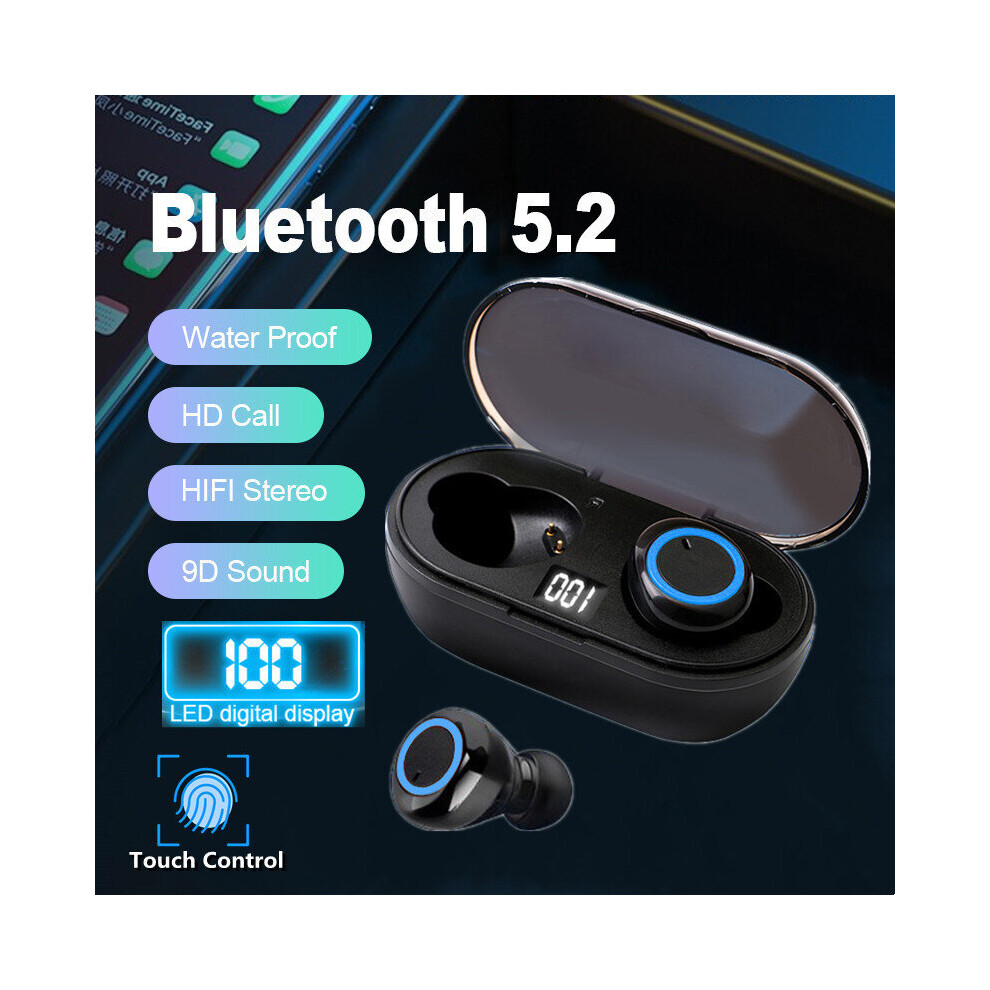 (A-C 1500Mah) Y50 Tws Wireless Bluetooth 5.0 Earphone Touch Control 9D Stereo Headset With Mic Sport Earphones Waterproof Earbuds Led Display 4851205008904