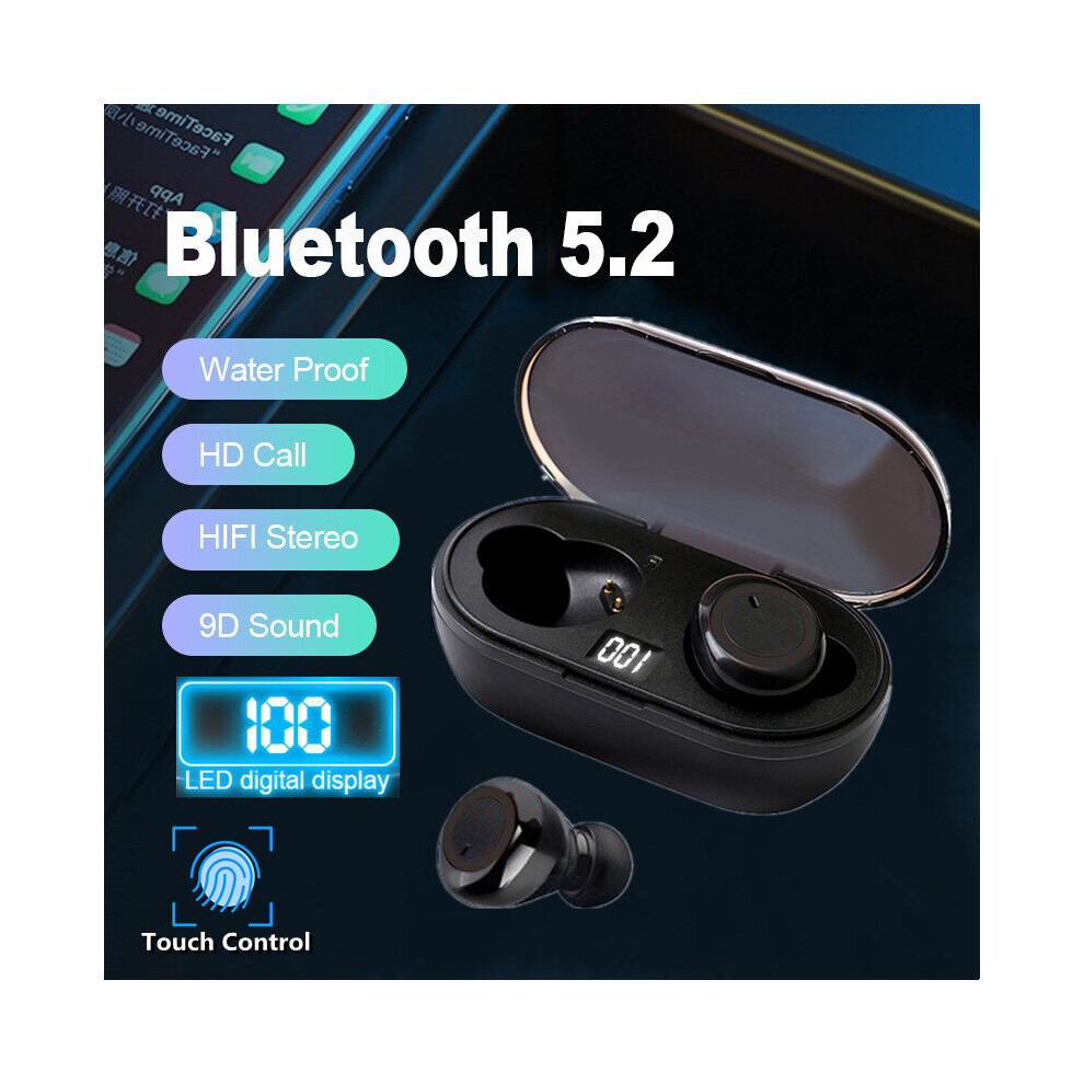 (A-B 1500Mah) Y50 Tws Wireless Bluetooth 5.0 Earphone Touch Control 9D Stereo Headset With Mic Sport Earphones Waterproof Earbuds Led Display 4851205008850