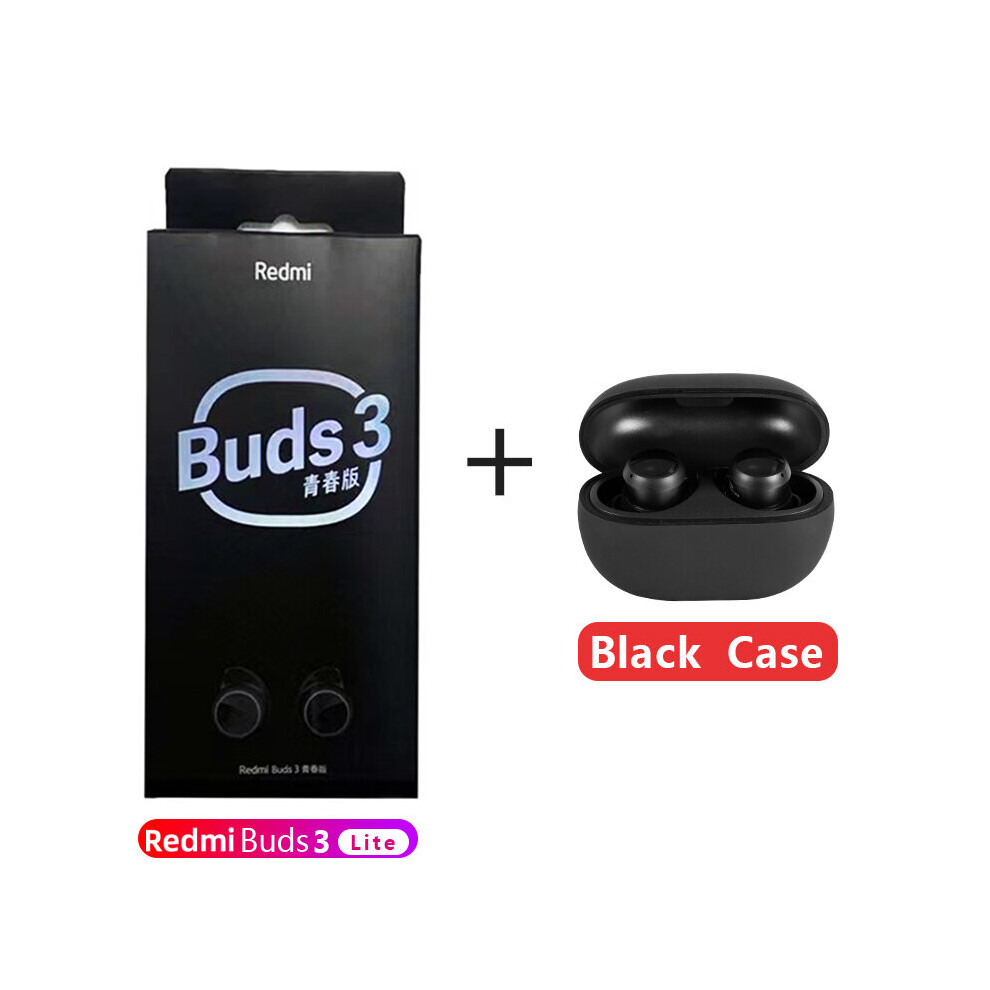 (A-With Case) Original Xiaomi Redmi Buds 3 Lite Tws Bluetooth 5.2 Earphone Ip54 18H Headset Headphone Ture Wireless Earbuds 3 Youth Edition Black 4851205038338