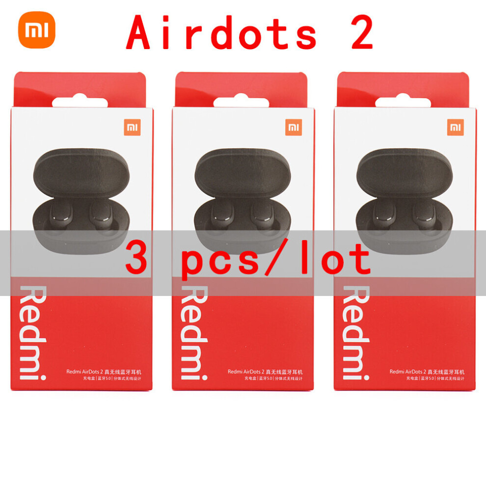 (A-3Pcs-Airdots 2) 3/6 Pieces/Lot Xiaomi Redmi Airdots 2 Tws Wireless Earphone Ai Control Gaming Headset With Mic Original Xiaomi Airdot S Earbuds 4851204902630