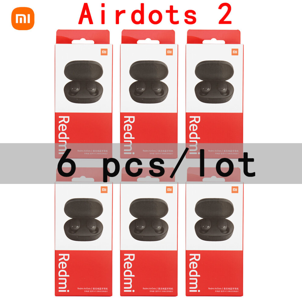 (A-6Pcs-Airdots 2) 3/6 Pieces/Lot Xiaomi Redmi Airdots 2 Tws Wireless Earphone Ai Control Gaming Headset With Mic Original Xiaomi Airdot S Earbuds 4851204902678