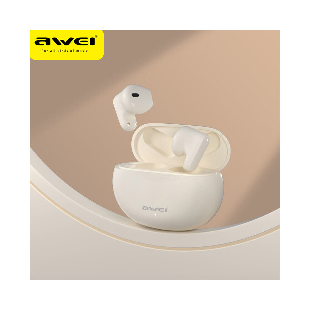 (A-) Awei S1 Max Bluetooth 5.3 Earphones Wireless Fone Earbuds In-Ear Touch Control Earbuds Earphone With Mic Gaming Earphone Beige 4851204912196