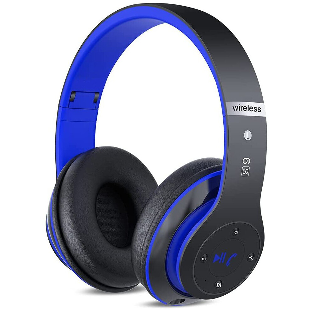 (A-) 6S Wireless Headphones Over Ear Hi-Fi Stereo Foldable Wireless Stereo Headsets Earbuds With Built-In Mic Volume Control Fm Blue 4851204993621