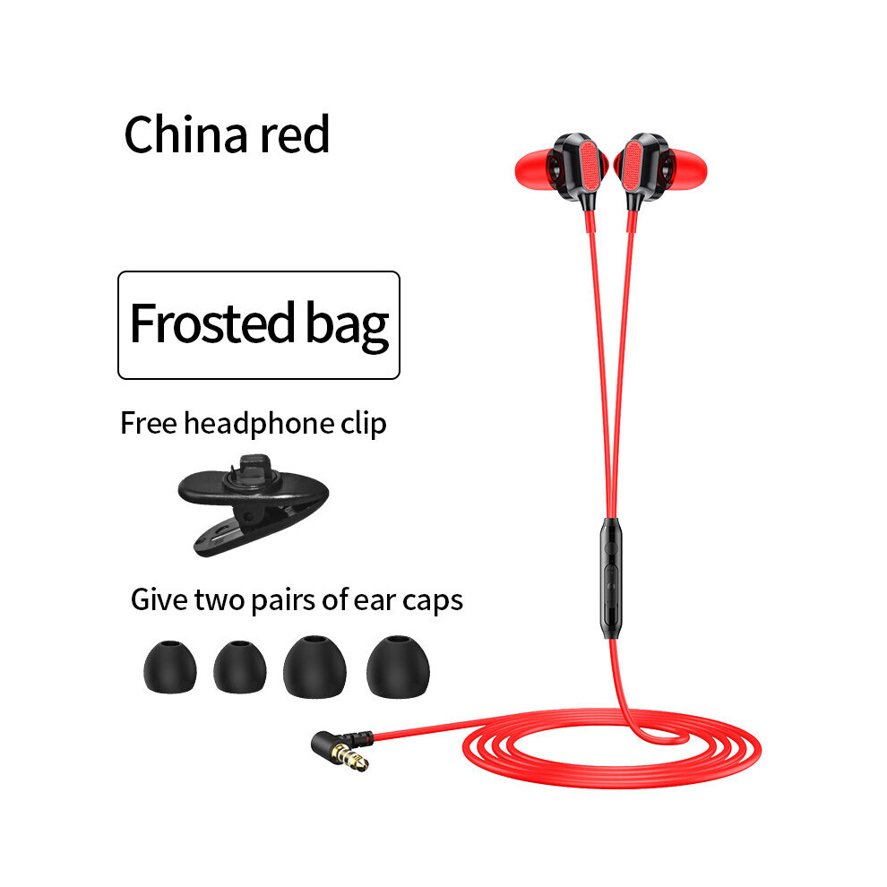 (A-Q70 3.5Mm) Metal Wi Mobile Headset With Microphone Headset Bass Phone Game Earbuds Stereo Braided Wire Headset Noise Uction Red 4851204960074
