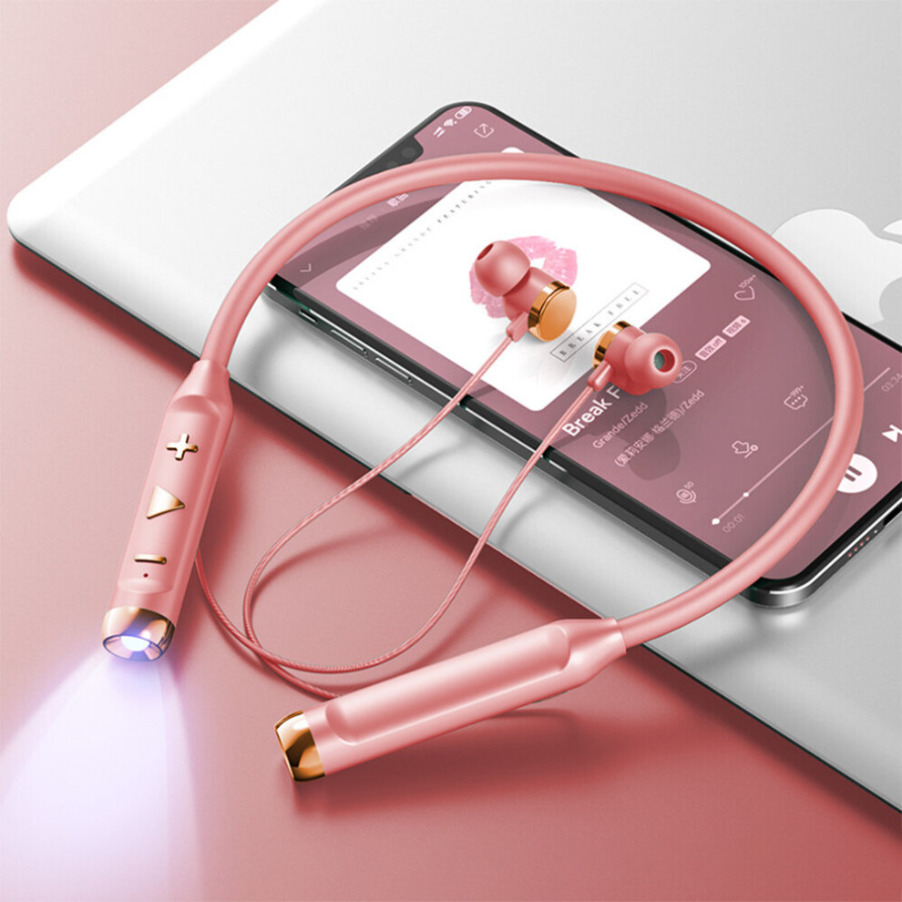 (A-) Olaf Wireless Headphones Bluetooth 5.1 Magnetic Neckband Earphones Sports Hifi Earbuds With Mic Headset Support Tf Card Pink/Light 4851205002605