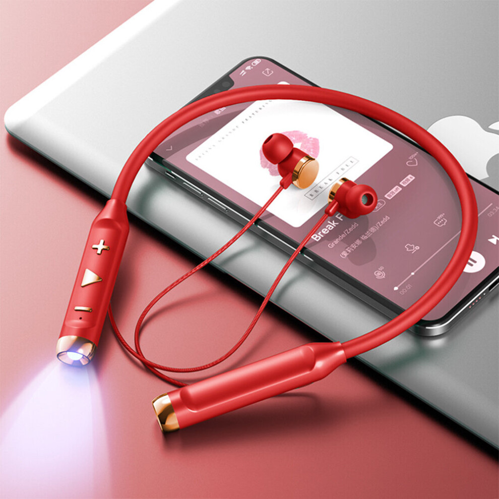 (A-) Olaf Wireless Headphones Bluetooth 5.1 Magnetic Neckband Earphones Sports Hifi Earbuds With Mic Headset Support Tf Card Red/Light 4851205002612