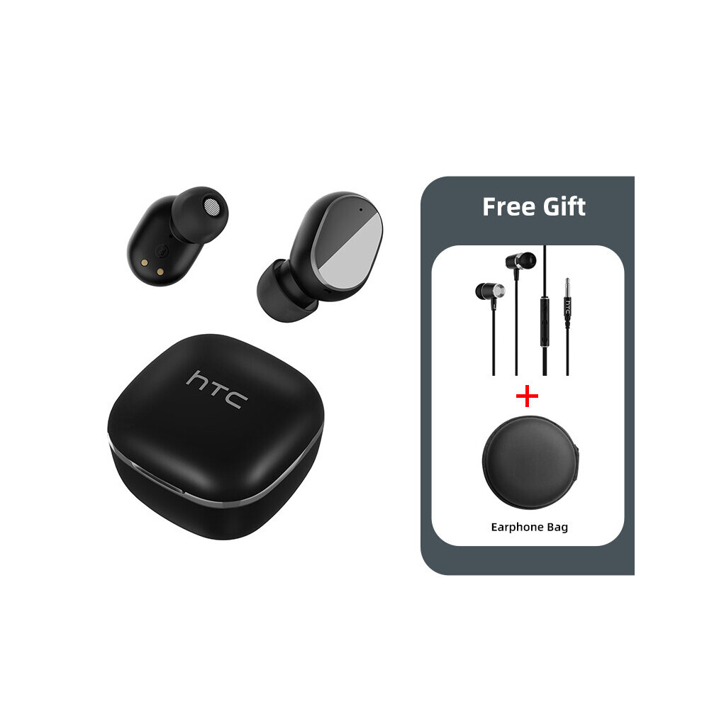 (A-Bk And Bag Wired) Original Htc Tws3 Earphone Wireless Earphone Bluetooth 5.1 Headphones Waterproof Sport Headsets Noise Reduction Earbuds With Mic 4851204926414