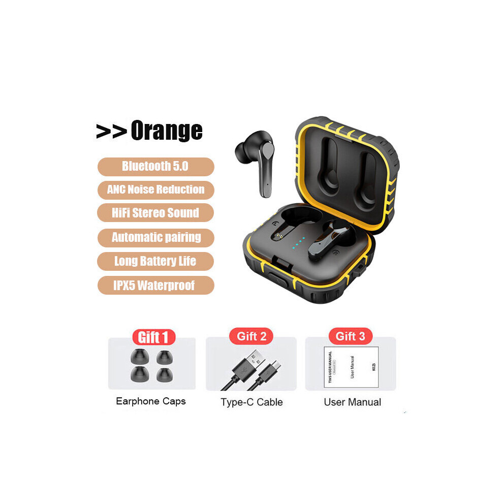 (A-) Kingstar Anc Tws Bluetooth 5.0 Earphone Wireless Headphones With Mic Stereo Noise Cancelling Waterproof Sports Earbuds Headset Orange 4851204963938