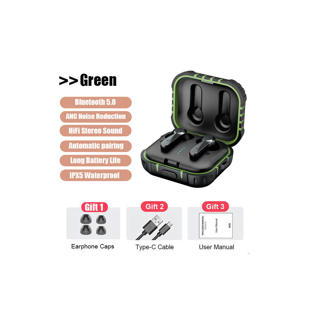 (A-) Kingstar Anc Tws Bluetooth 5.0 Earphone Wireless Headphones With Mic Stereo Noise Cancelling Waterproof Sports Earbuds Headset Green 4851204963921