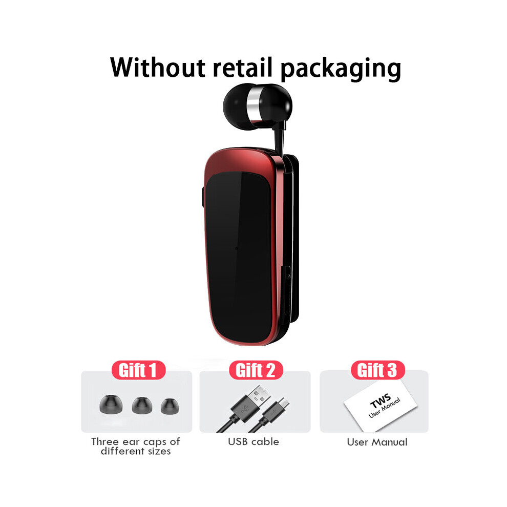(A-Red1) Earphone Bluetooth-Compatible Lotus With Wire Wireless Clip On Headset Earphones Handsfree Earbuds Headphones In Lotus Pk F920 4851205063217