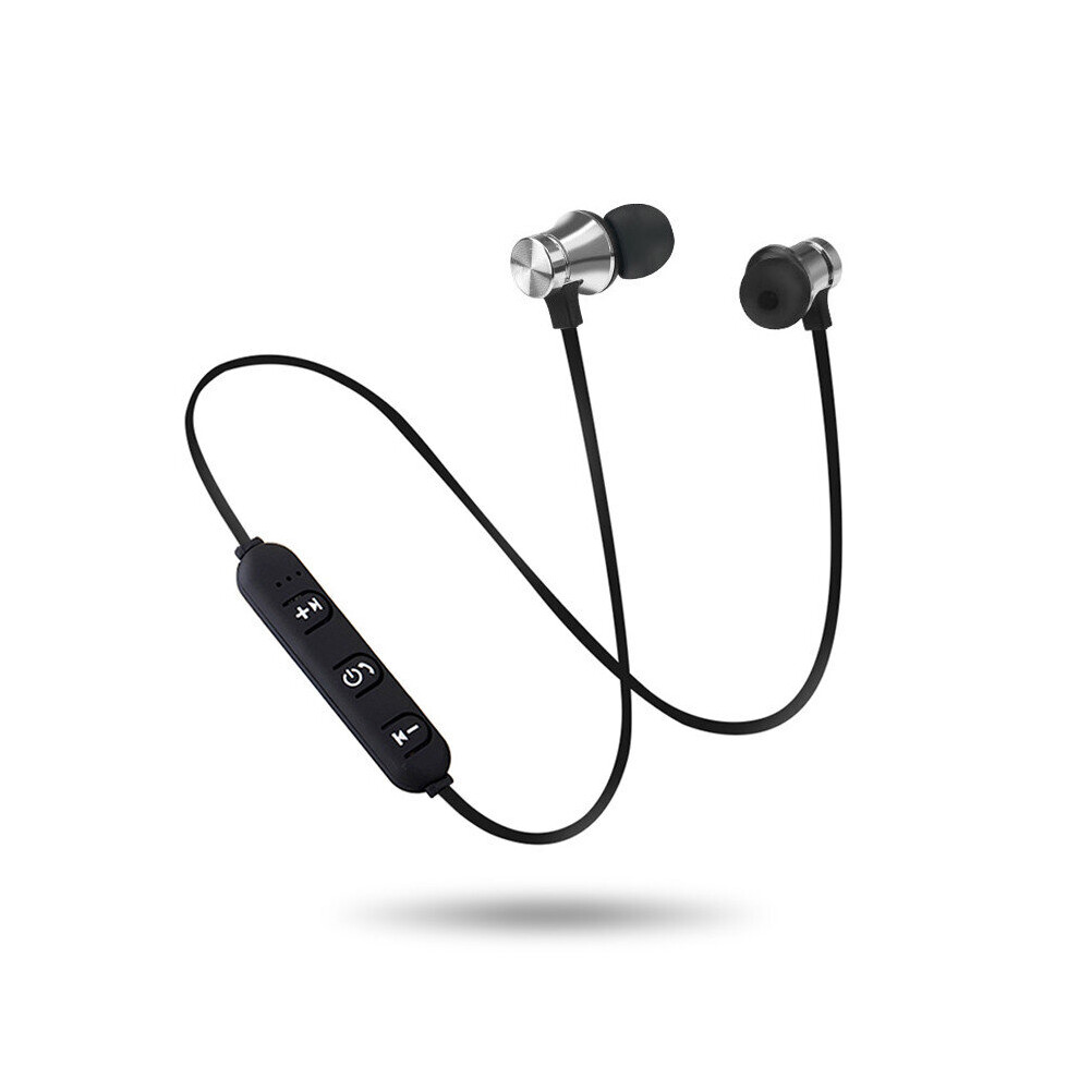 (A-) Wireless Headphone Bluetooth-Compatible Earbuds Neckband Earphones For Sport Running Biking Silver 4851205048931