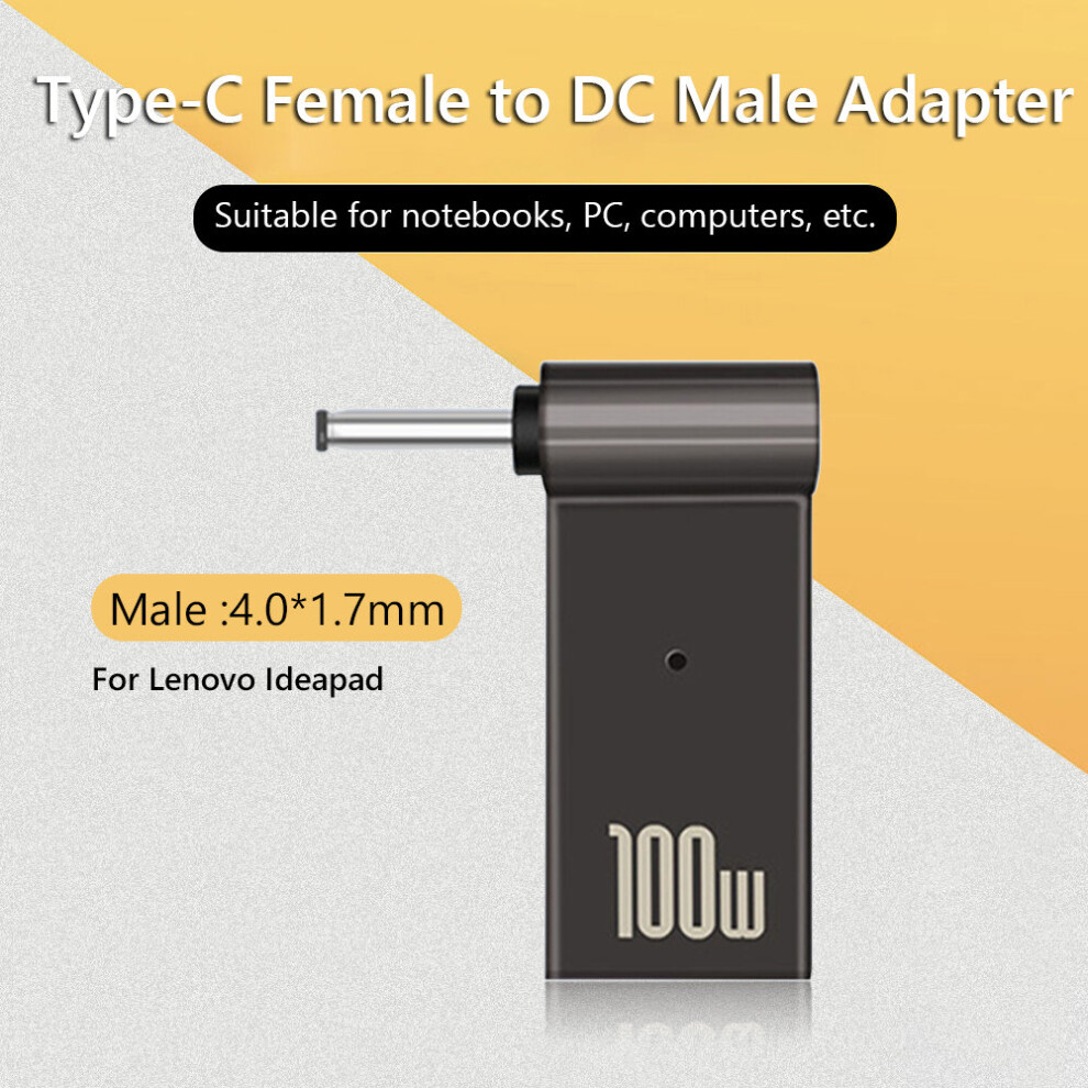 (A-4.0X1.7mm) 100W 5A Pd Converter Trigger Jack Dc To Type C Femal 5.5/7.4 Zinc Alloy With Head Power Adapter For Dell/Hp/Asus Laptops Light 4855672923074