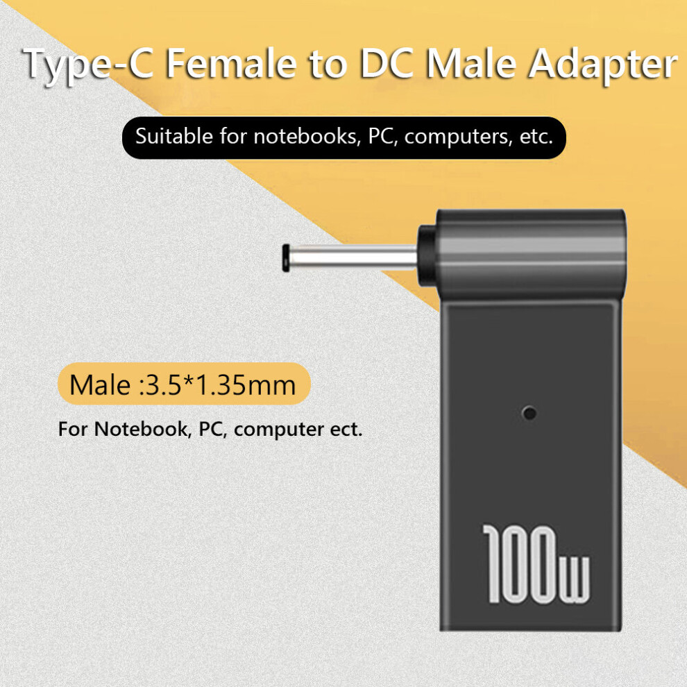 (A-3.5X1.35mm) 100W 5A Pd Converter Trigger Jack Dc To Type C Femal 5.5/7.4 Zinc Alloy With Head Power Adapter For Dell/Hp/Asus Laptops Light 4855672923050