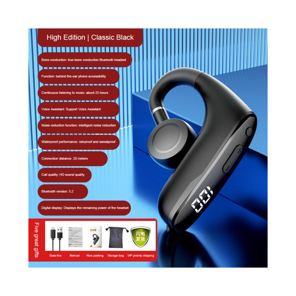 (A-) Bone Conduction 2022 Wireless Headset Business Sports Tws Earphones With Mic Handsfree Earphones Led Display Earbuds Dropship Black 4851204962221