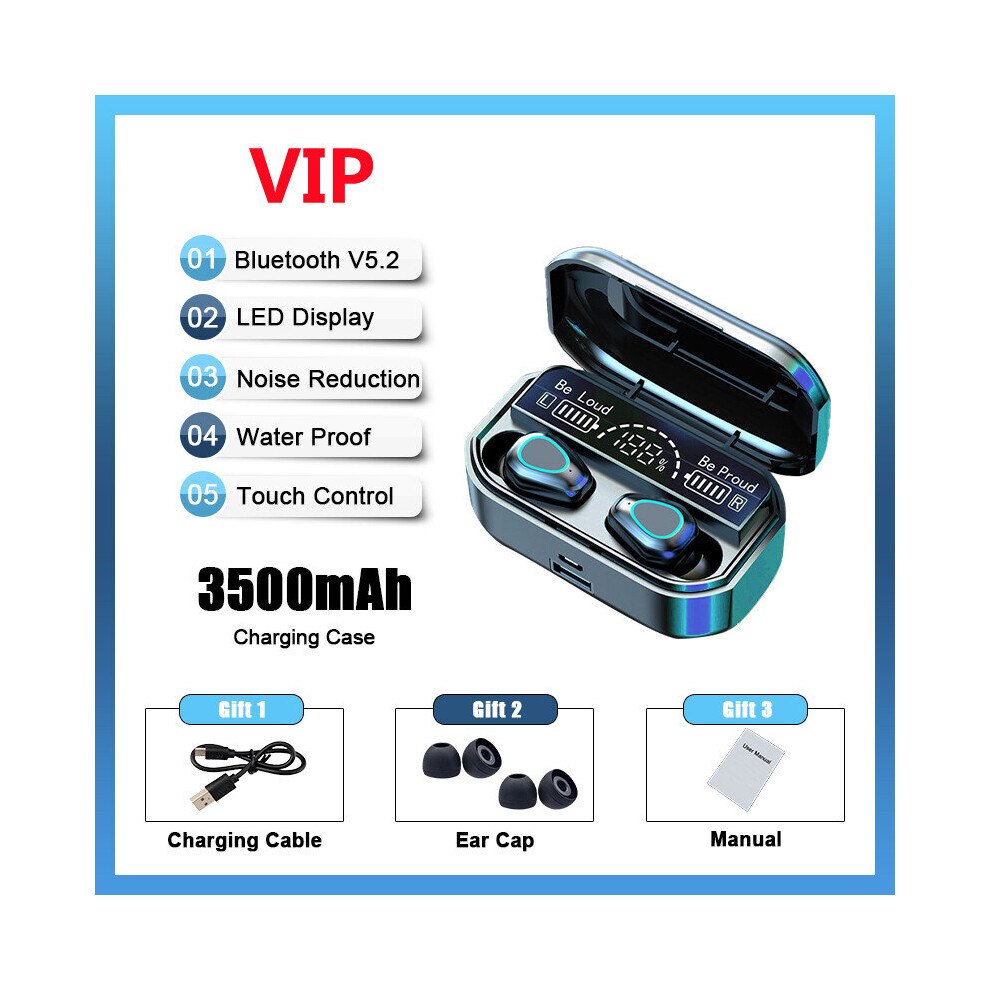 (A-Vip 3500Mah ) 2022 New Tws Wireless Earphones 3500Mah Charging Box Stereo 5.2 Bluetooth Headphones In-Ear Earbuds Handsfree Headset For Xiaomi Black 4851204872032