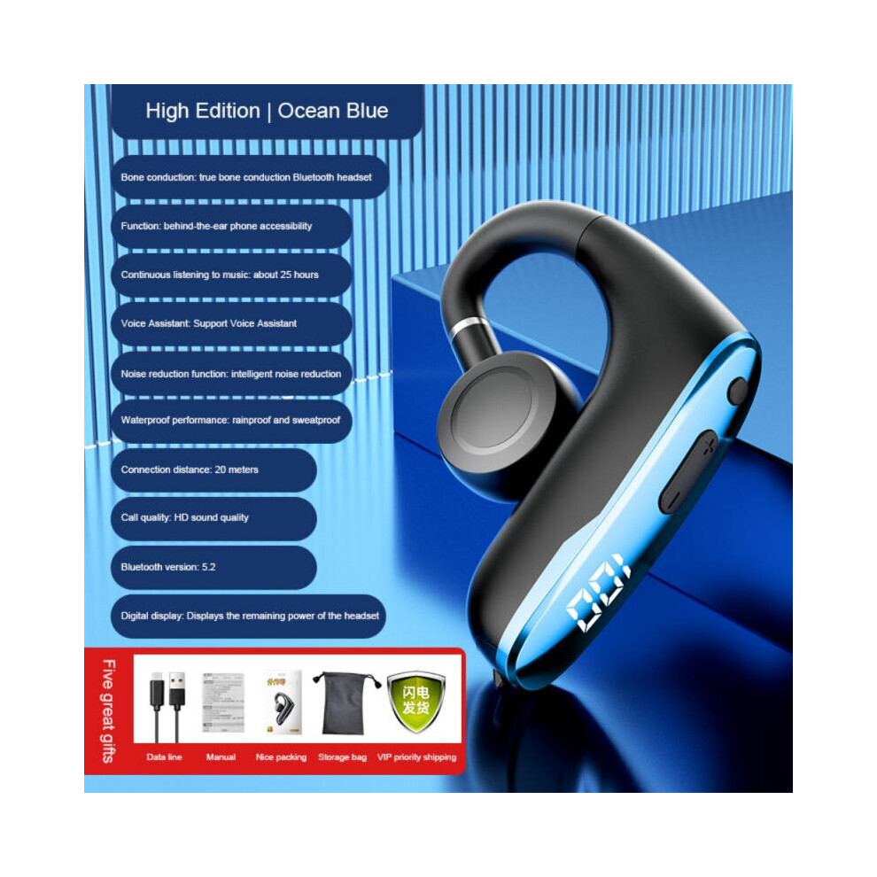 (A-) Bone Conduction 2022 Wireless Headset Business Sports Tws Earphones With Mic Handsfree Earphones Led Display Earbuds Dropship Blue 4851204962245