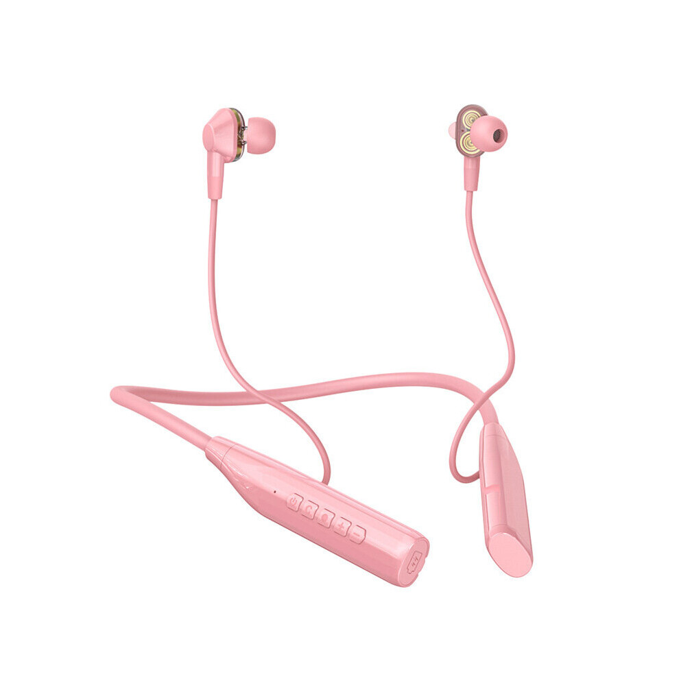 (A-) Lasaier Neckband Earphone Bluetooth 5.2 Magnetic Adsorption Wireless Headphone Hanging Neck In-Ear Hifi Music Game Sports Earbud Pink 4853106762251