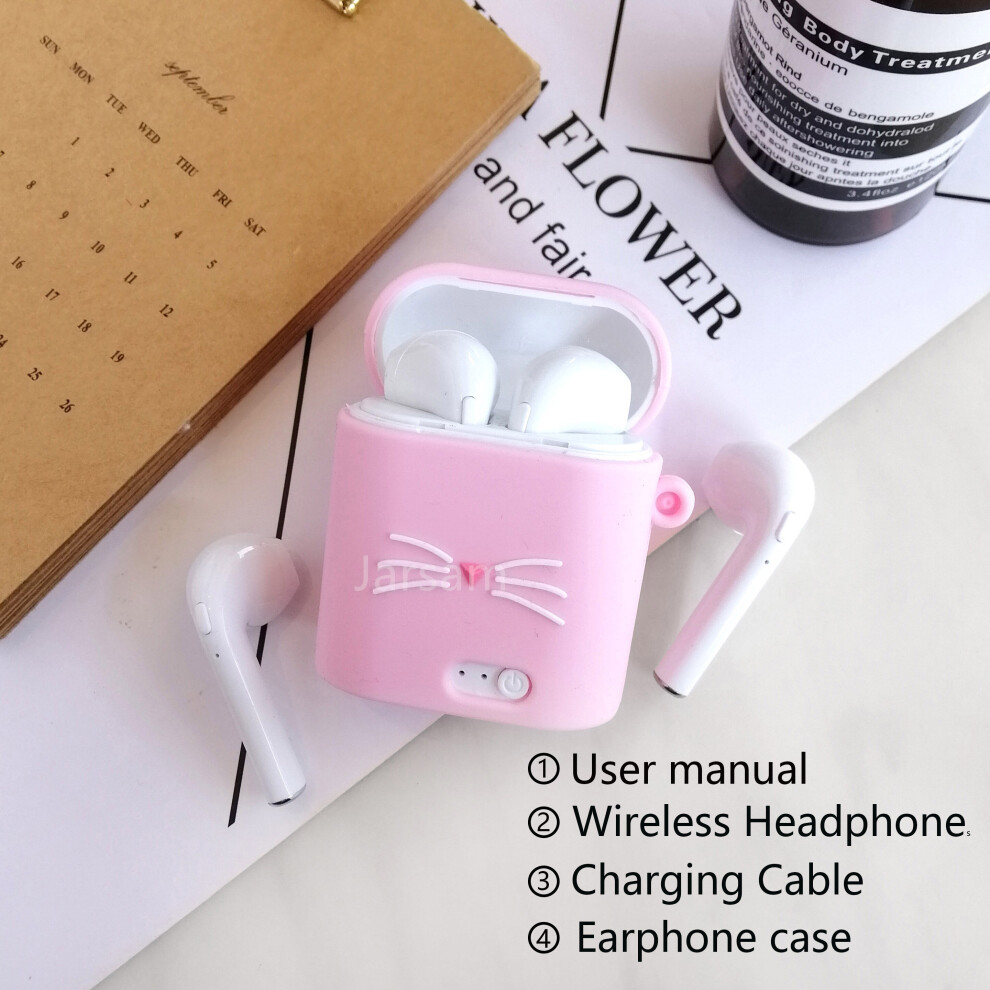 (A- Beard) Hot I7s Tws Bluetooth Earphone Stereo Earbud Wireless 5.0 Earphones In-Ear Headsets For All Smart Phone Pink 4851204983981