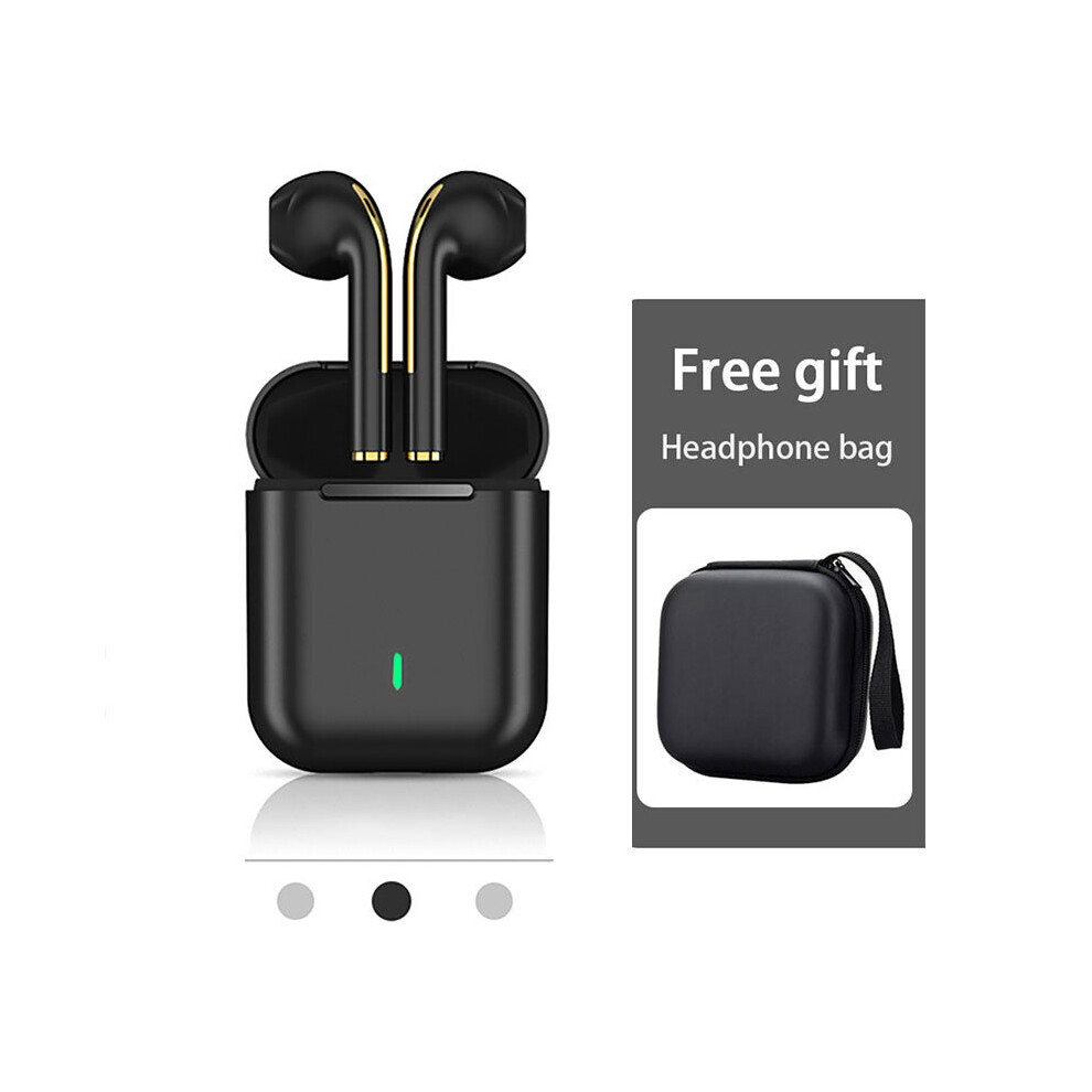 (A- With Bag) J18 Tws Bluetooth Wireless Headset Handfree Headphones Gamer 2022 Earphone Music Earbuds Black 4851204892450