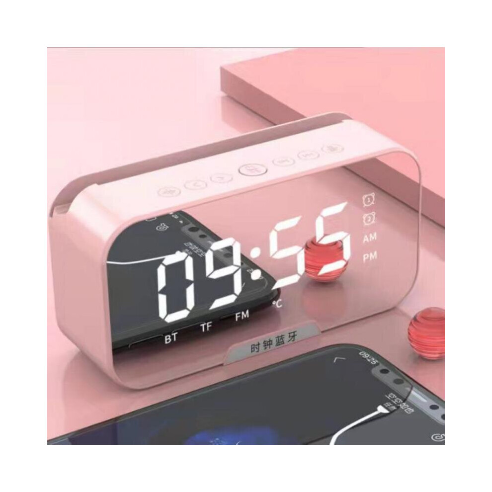 Photos - Radio / Clock  Clock Settings Mini Wireless Speaker Abc Plastic Fm Radio New For Xiaomi Huawei Portable Card Mirror Alarm Clock S(a-White)