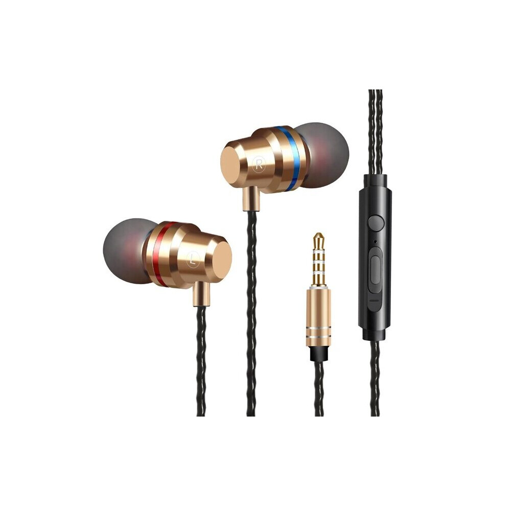 (A-) Wired Headphones Earbuds Earphones 3.5Mm Earphone Earpiece With Mic Stereo Gaming Headset For Samsung Xiaomi Phone Sport Headset Gold 4853106762190