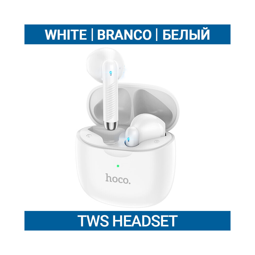 (A-Es56 ) Hoco True Wireless Headset With Microphone Bt 5.1 Charging Case Box Stereo Sound Tws Earphones Earbuds Mic Touch Control White 4851204929668