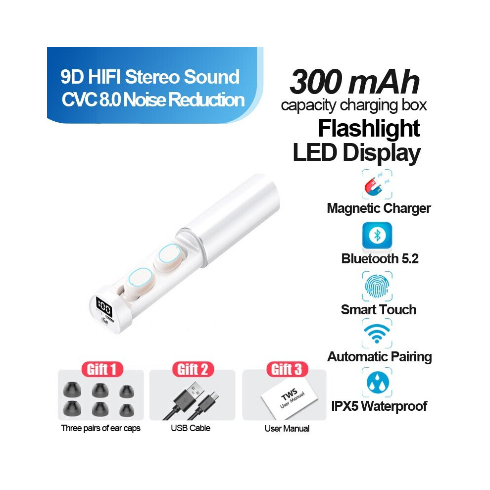 (A-N21-) Effeokki New Model Tws N21 Earphone Bluetooth 5.0 Auricular Matt Wireless Earbud With Charging Dock For All Phones White 4851204974156