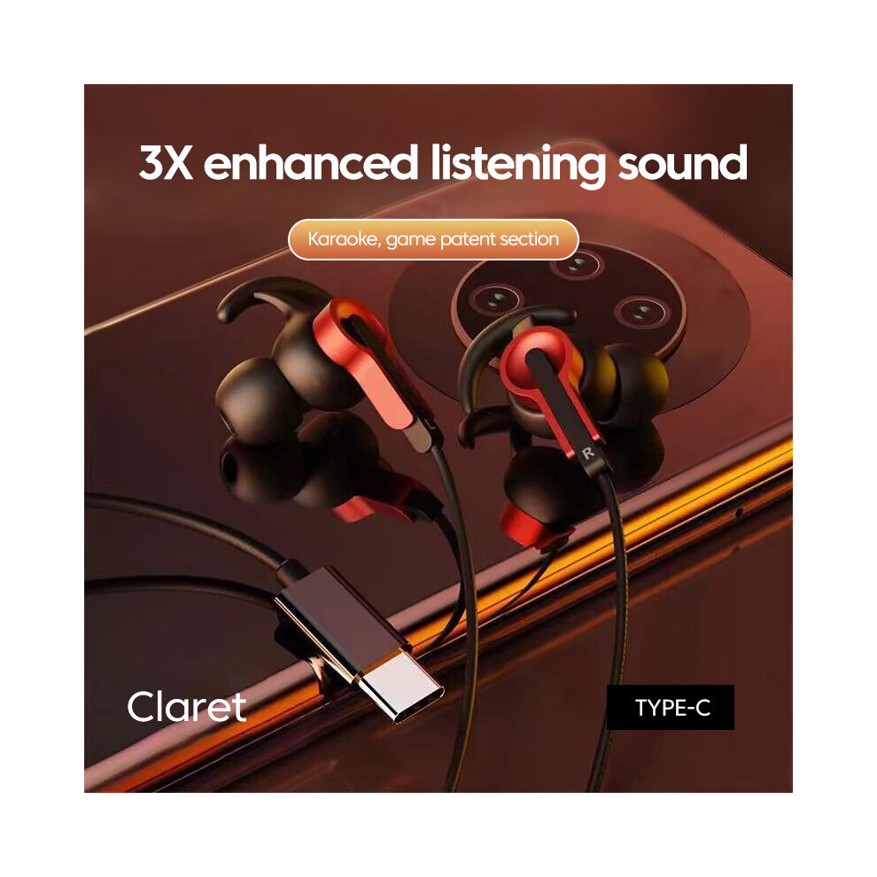 (A-Type C) 3.5Mm Type-C Wi Headphones Universal In-Ear Earphones Super Bass Sport Headset Earbuds Hands Free With Mic For Xiaomi Huawei Red 4851204963259