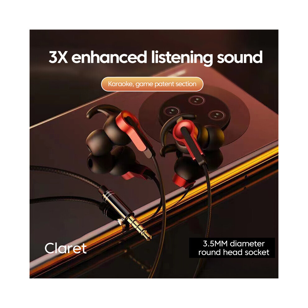 (A-3.5Mm) 3.5Mm Type-C Wi Headphones Universal In-Ear Earphones Super Bass Sport Headset Earbuds Hands Free With Mic For Xiaomi Huawei Red 4851204963235