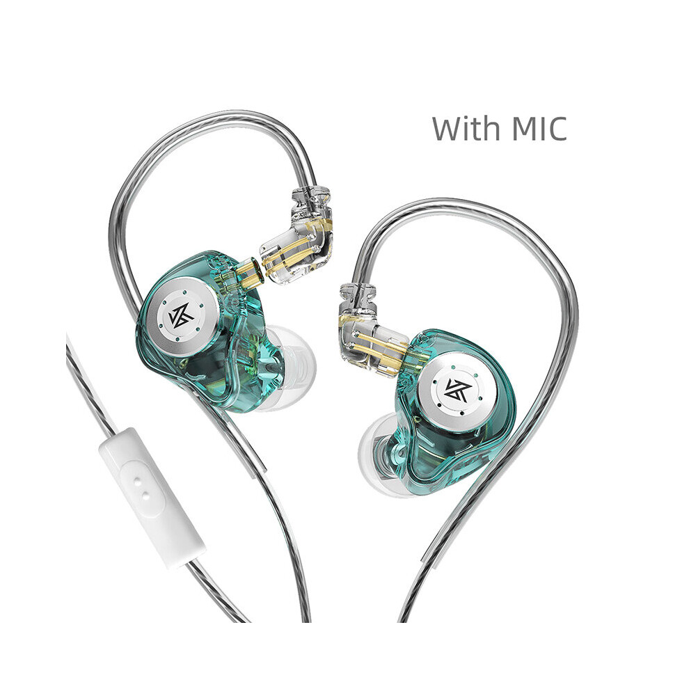 Photos - Headphones  Wired  with Microphone Bass HiFi Earphone Dual Drive Sport Noise Cancelling Headset In Ear(a-Clear Cyan with Mic)