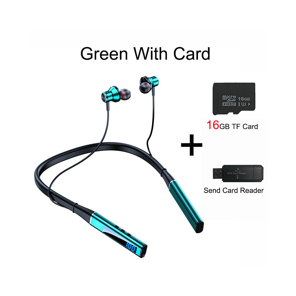 Photos - Headphones  100 Hour Playback Wireless  Bluetooth 5.2 Earphones For iPad Tablet Neckband Headset TF Card For(a-Green With TF)