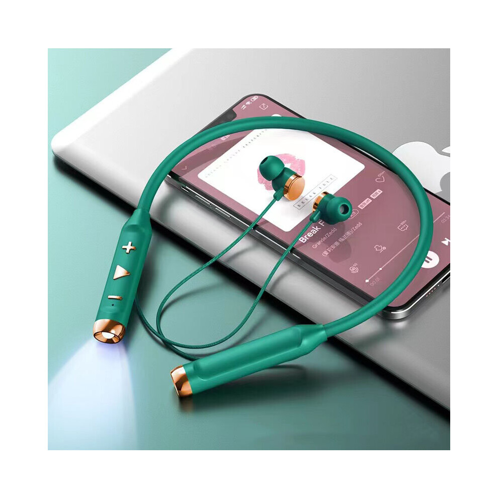 (A-) Neckband Bluetooth Headphones Wireless Earphones Sports Earbuds With 70 Hrs Handsfree Mic Flashlight Tf Card Reader Equalizer Green 4853106763982