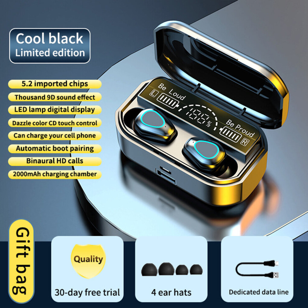 (A-) G28 Tws Wireless Bluetooth 5.2 Headphone Stereo Waterproof Earhook Earphones With Microphone Charging Box Earbuds For Xiaomi Black 4851205004951