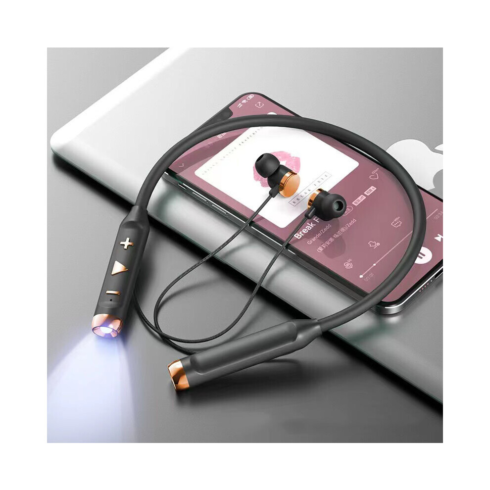 (A-) Neckband Bluetooth Headphones Wireless Earphones Sports Earbuds With 70 Hrs Handsfree Mic Flashlight Tf Card Reader Equalizer Black 4853106763968