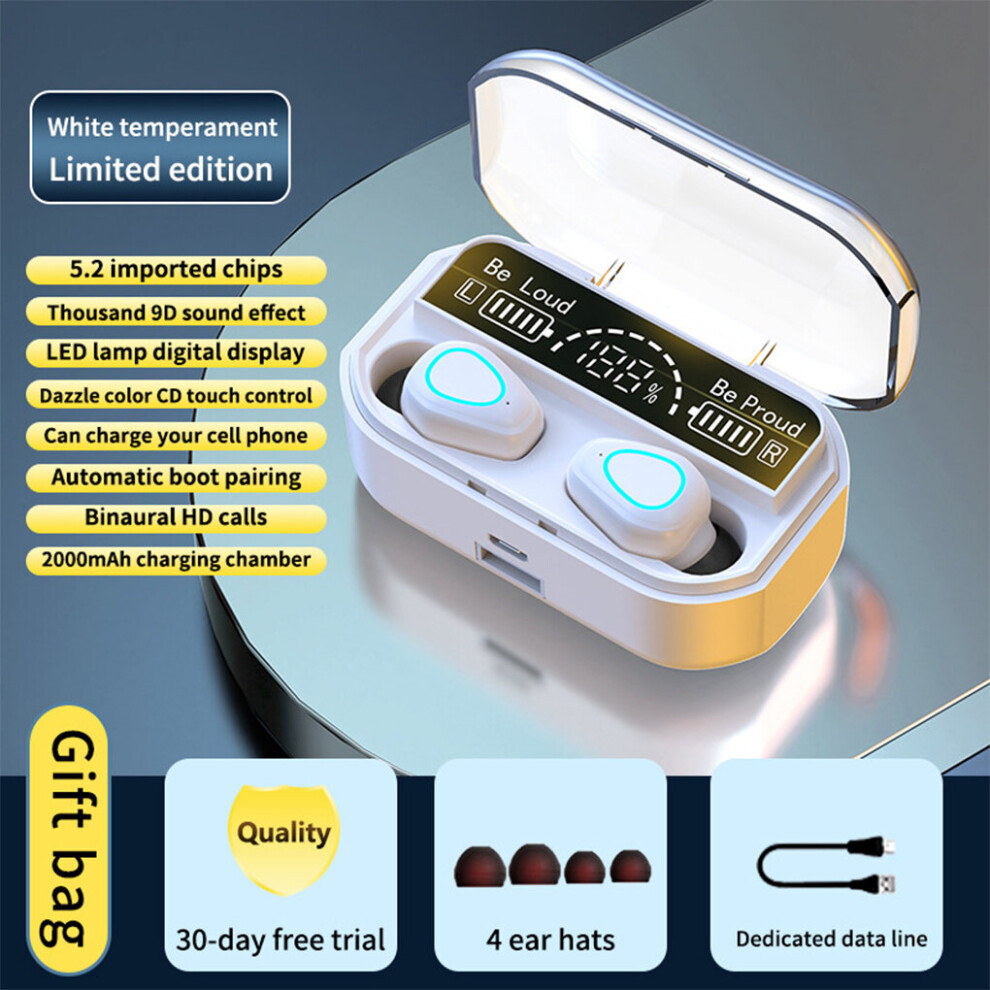 (A-) G28 Tws Wireless Bluetooth 5.2 Headphone Stereo Waterproof Earhook Earphones With Microphone Charging Box Earbuds For Xiaomi White 4851205004975