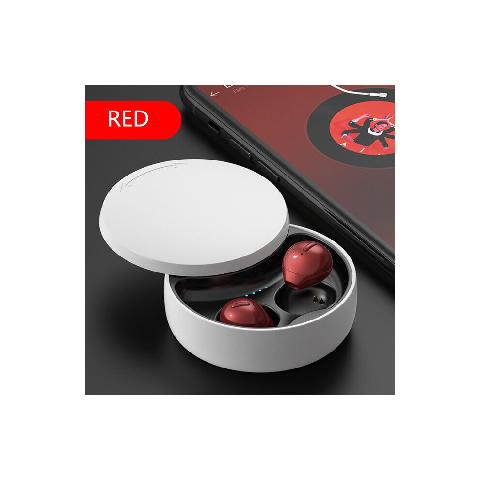 (A-) Mini Tws Earbuds Wireless Bluetooth Earphones In-Ear Noise Uction Waterproof Headphones Whit Mic Invisible Sleep Headset Red 4851204926582